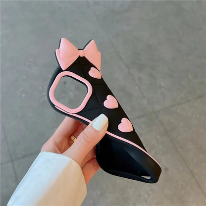 Cute Black Love Bow Soft Silicone Case for Samsung