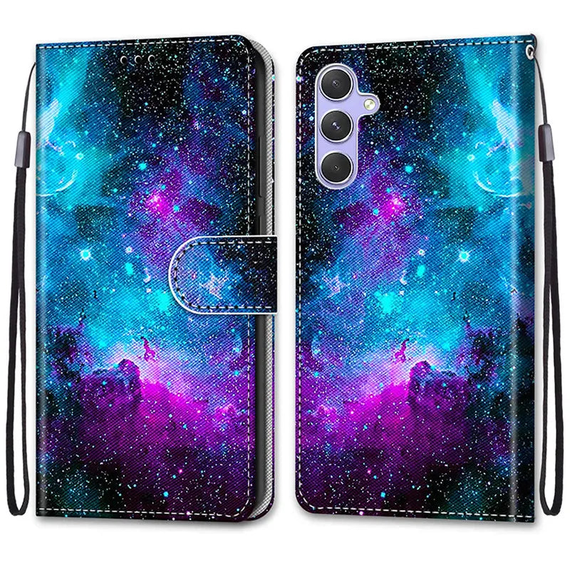 Leather Wallet Painted Case for Galaxy