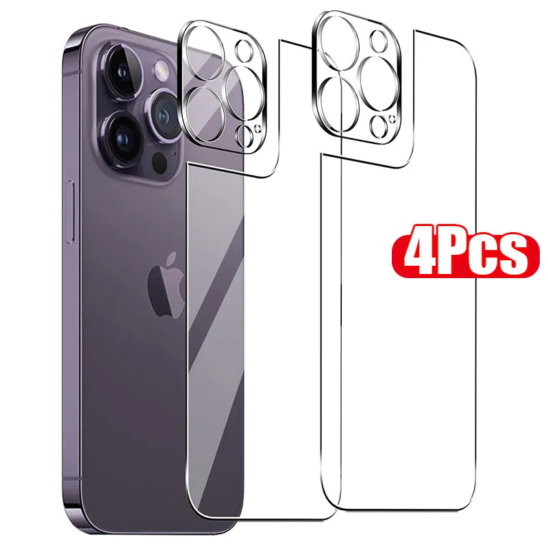 2 Pcs 2 in 1 Tempered Glass For iPhone with Lens Film