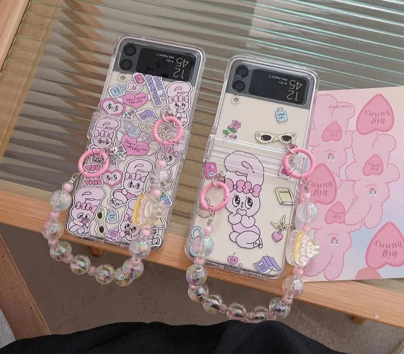 Rabbit Phone Case For Galaxy Z Flip with Bracelet