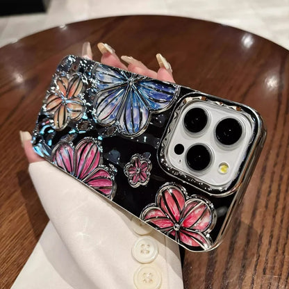 Luxury Shockproof Plating Flowers Mobile Phone Case For iPhone