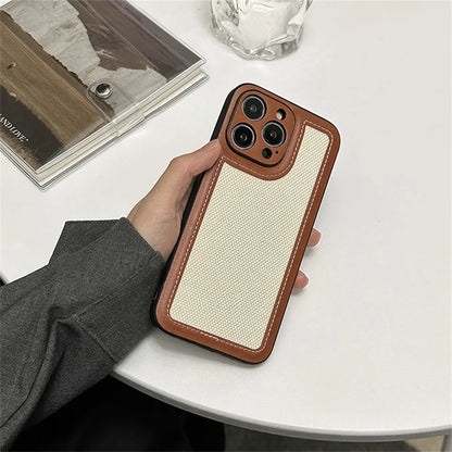 Stylish Retro Fabric Leather Soft Phone Case For iPhone