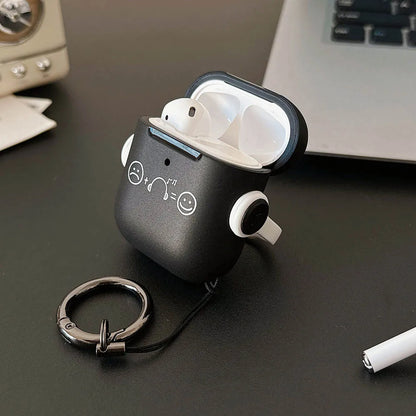 Simple Smile Expression Music Stand Black Earphone Case for AirPods