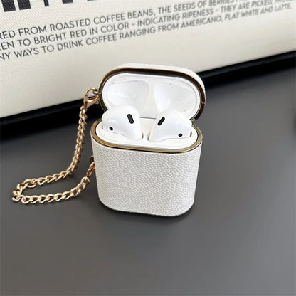 Luxury Plating Leather Earphone Case For Apple Airpods