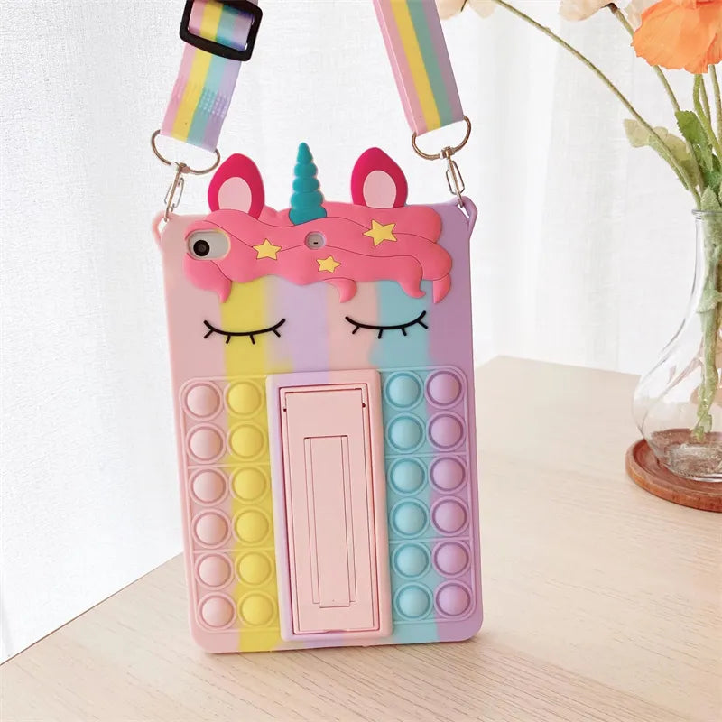 Kids Cartoon Unicorn Bubble Case For Galaxy Tab