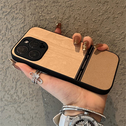 Luxury Leather Wood Grain Case For iPhone