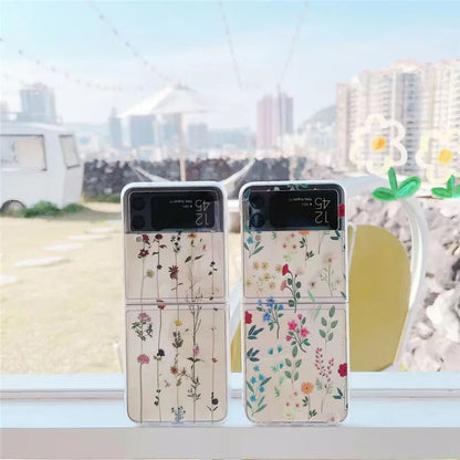 Fresh Flowers Painted Clear Hard Case For Galaxy Z Flip