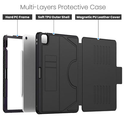 Multi-Layers Protective Magnetic PU Leather Cover for iPad