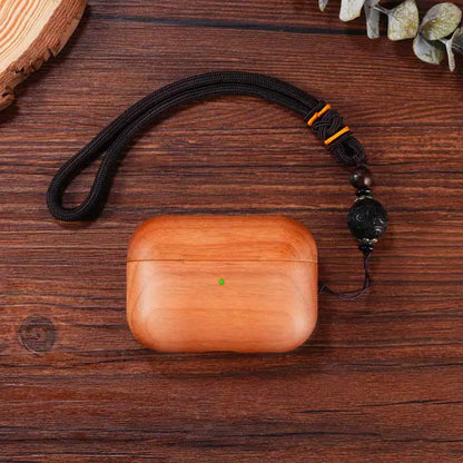 Wooden Protective Case with Lanyard for Airpods