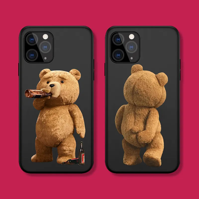 Teddy Bear Cartoon Frosted Case for iPhone