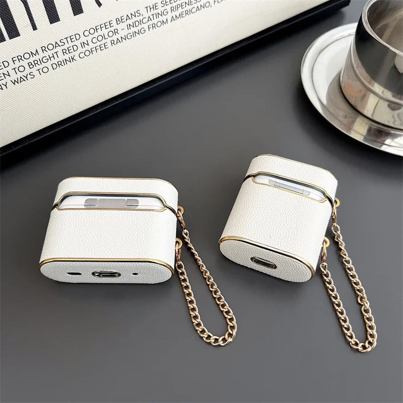 Luxury Plating Leather Earphone Case For Apple Airpods