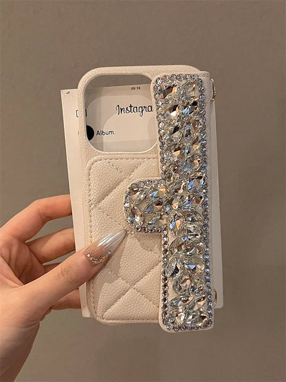 Leather Glitter Diamond Wallet Case for iPhone