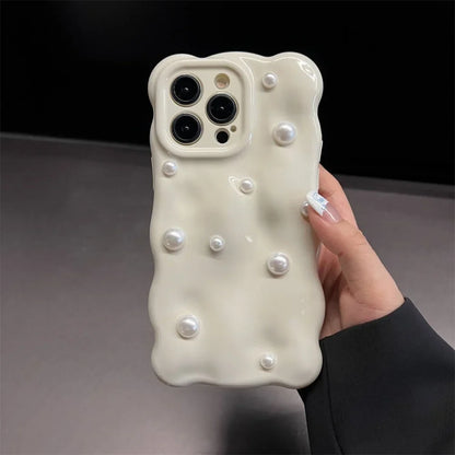 Luxury 3D Pearl Wavy Phone Case for iPhone