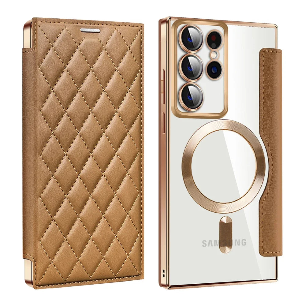 Magnetic Leather Card Holder Shell for Samsung