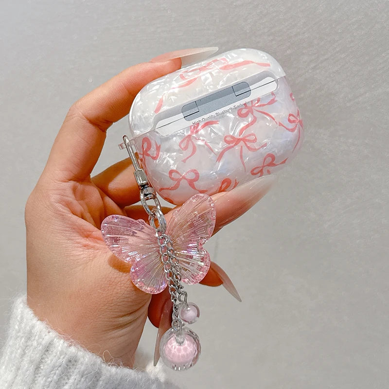Cute Glitter Bow knot Shell Pattern Crystal For Airpods