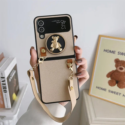 Cute Bear Stand Phone Case For Samsung Galaxy Z Flip