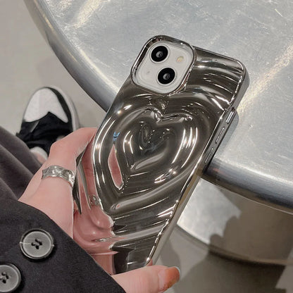 Luxury 3D Heart Water Ripple iPhone Silicone Case