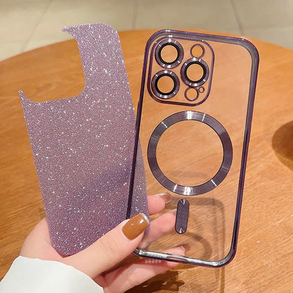 Electroplate Glitter Cover Phone Case With Lens Protector