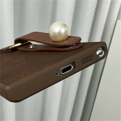 3D Pearl Brown Wristband Phone Case For Samsung