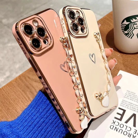 Soft Electroplated Love Heart Case For iPhone