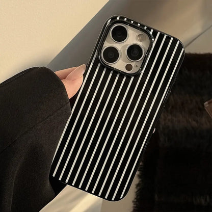 Black White Artistic Stripes Phone Case For iPhone