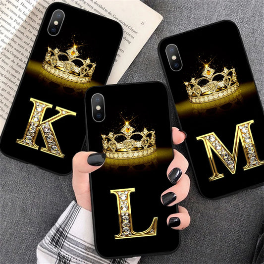 Luxury Diamond Crown Letter Case For iPhone