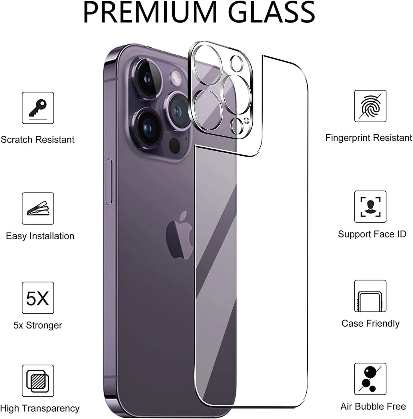 2 Pcs 2 in 1 Tempered Glass For iPhone with Lens Film